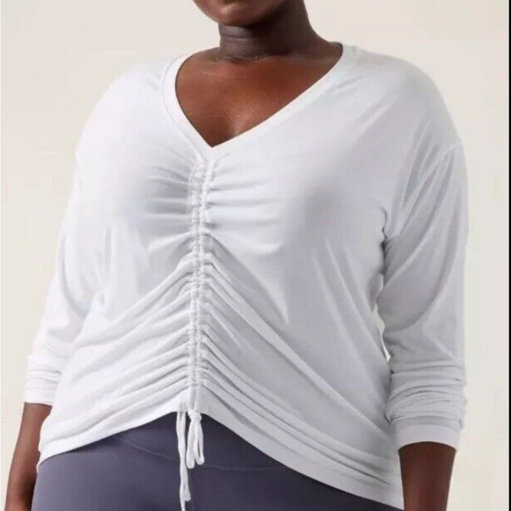 Athleta Crossover Ruched Top White Plus Super Soft Size S/P
